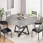 Jocoevol 51" Round Dining Table for 6,Kitchen Dining Room Circle Dinner Pedestal Table,Space Saving Wood Kitchen & Dining Room Furniture (Grey, 51In)