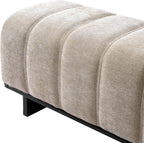 Christopher Knight Home Lamie Chenille Upholstered Dining Bench, Wooden Entryway Bench, Long Sofa Footstool for Living Room, Bedroom End of Bed Bench, Oatmeal+Black