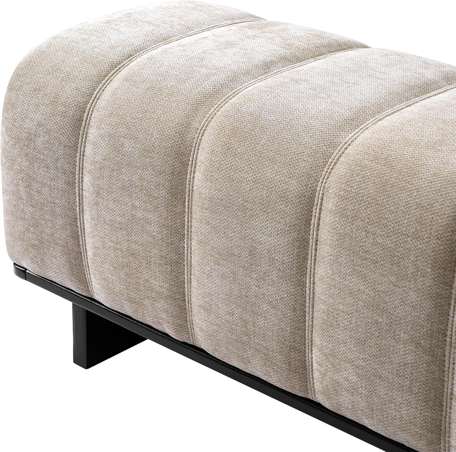 Christopher Knight Home Lamie Chenille Upholstered Dining Bench, Wooden Entryway Bench, Long Sofa Footstool for Living Room, Bedroom End of Bed Bench, Oatmeal+Black