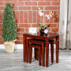 DTY Indoor Living 3-Piece Nesting Tables - Wooden Table Set of 3 for Living Room - Stackable Tables with Sleek Cherry Finish for Stylish and Space-Saving Home Furniture