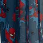 Jay Franco Kids Window Drapes - 4 Piece Curtain Set Includes 2 Tiebacks, Beautiful Bedding Room Décor and Easy Set Up, Blue - Spiderman, 63 Inch
