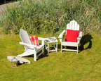 Polywood Classic Adirondack Chair & Long Island 18" Side Table Bundle, White