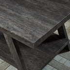 Roundhill Furniture Athens Contemporary Replicated Wood Shelf End Table in Charcoal Finish